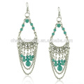 Top Selling Fashion Turquoise Tassel Vintage Drop Earrings Jewelry Design For Ladies SSEH037